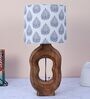 Artistry Mangowood Table Lamp With Big Leaf Print Satin Shade