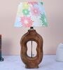 Artistry Mangowood Table Lamp With Floral Print Satin Shade