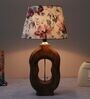 Artistry Mangowood Table Lamp With Cobra Saffron Print Satin Shade