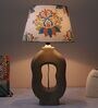 Artistry Mangowood Table Lamp With English Oak Print Satin Shade