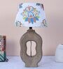 Artistry Mangowood Table Lamp With English Oak Print Satin Shade