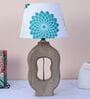 Artistry Mangowood Table Lamp With Dahlia Floral Print Satin Shade