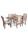 Artois Sheesham Wood 6 Seater Dining Set in Teak & Off White Finish Artois Sheesham Wood 6 Seater Dining Set in Teak & Off White Finish