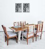 Artois Sheesham Wood 6 Seater Dining Set in Teak & Off White Finish Artois Sheesham Wood 6 Seater Dining Set in Teak & Off White Finish