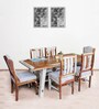 Artois Sheesham Wood 6 Seater Dining Set in Teak & Off White Finish Artois Sheesham Wood 6 Seater Dining Set in Teak & Off White Finish