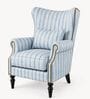 Arven Teak Wood Wing Chair With Suede Fabric In Cobalt Blue Colour Arven Teak Wood Wing Chair With Suede Fabric In Cobalt Blue Colour