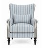 Arven Teak Wood Wing Chair With Suede Fabric In Cobalt Blue Colour Arven Teak Wood Wing Chair With Suede Fabric In Cobalt Blue Colour