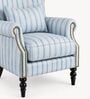 Arven Teak Wood Wing Chair With Suede Fabric In Cobalt Blue Colour Arven Teak Wood Wing Chair With Suede Fabric In Cobalt Blue Colour
