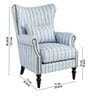 Arven Teak Wood Wing Chair With Suede Fabric In Cobalt Blue Colour Arven Teak Wood Wing Chair With Suede Fabric In Cobalt Blue Colour