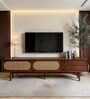 Arvion Rattan Tv Unit In Walnut Finish