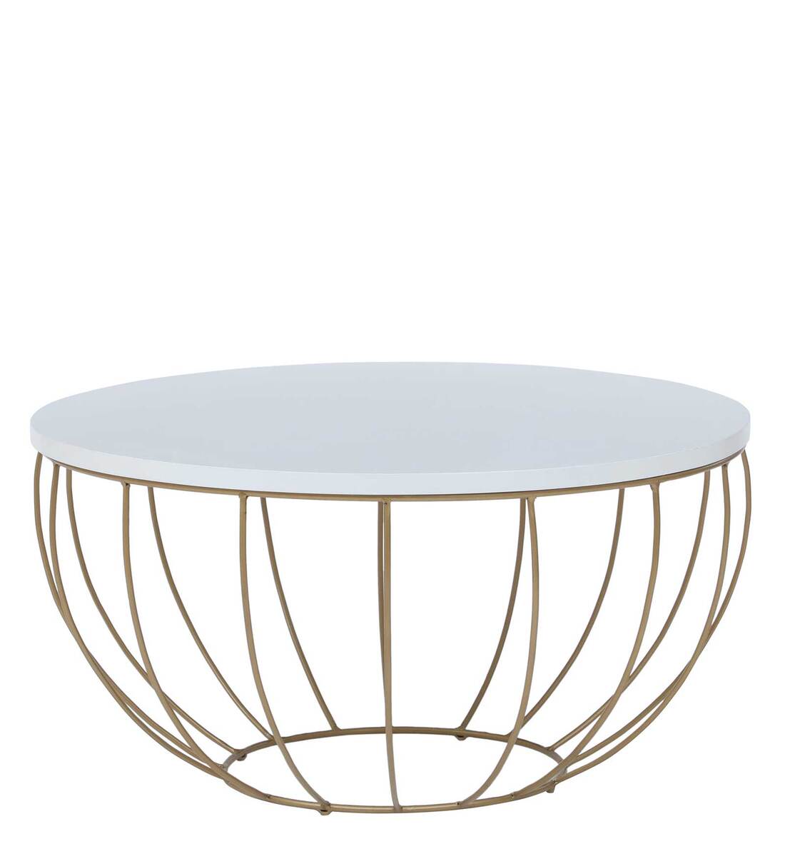 Buy Ashton Coffee Table in White & Gold Finish by Bohemiana Online