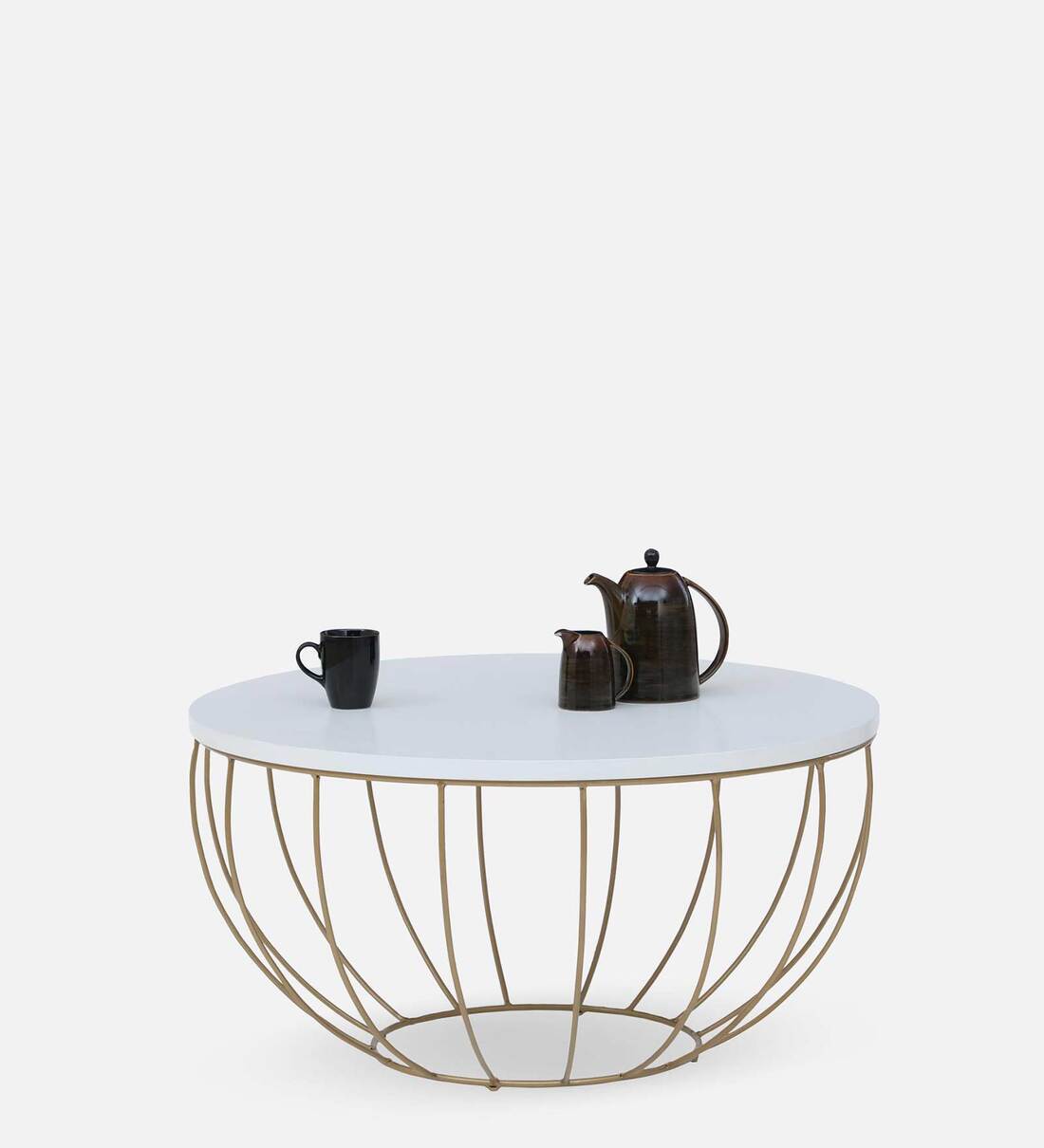 Buy Ashton Coffee Table in White & Gold Finish by Bohemiana Online