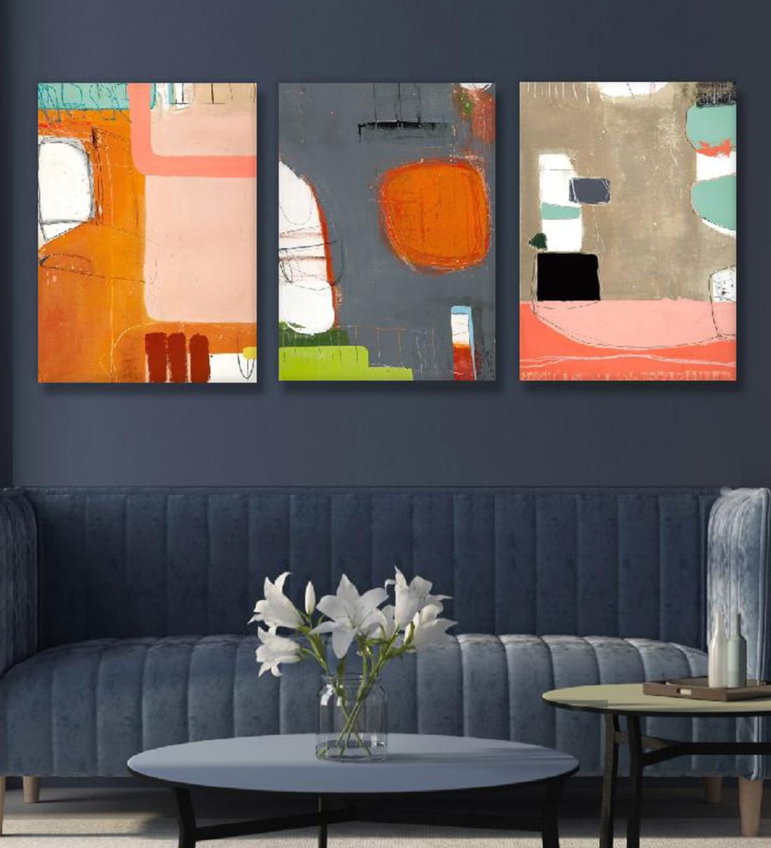 Buy Aspect Luke Multicolor Canvas Unframed Abstract Art Print Set of 3