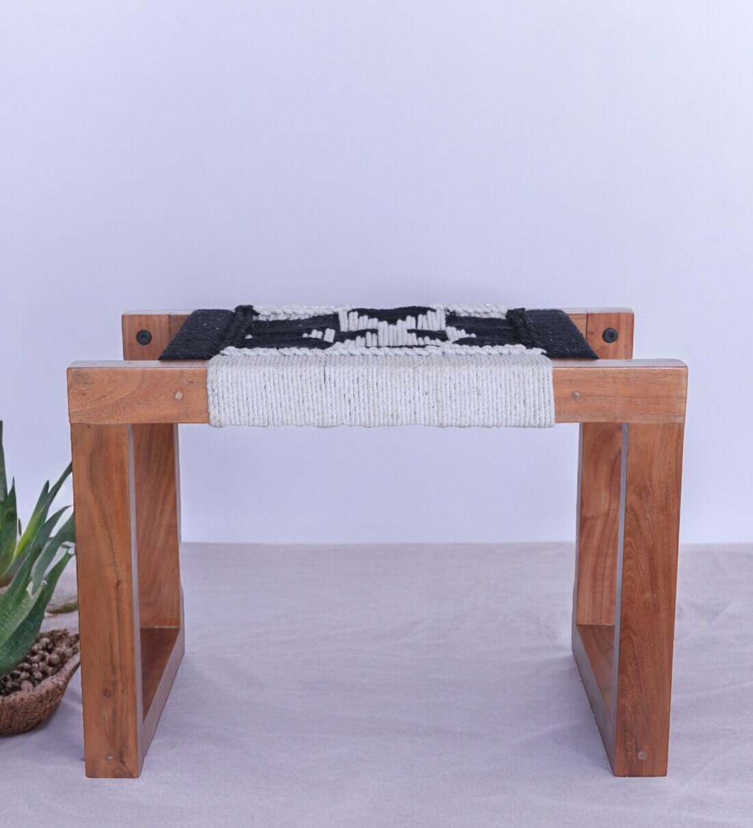 Off-White 2pc Stools Transitional Style Solid wood Cherry Wooden Seat Turned Legs Stool Dining Room