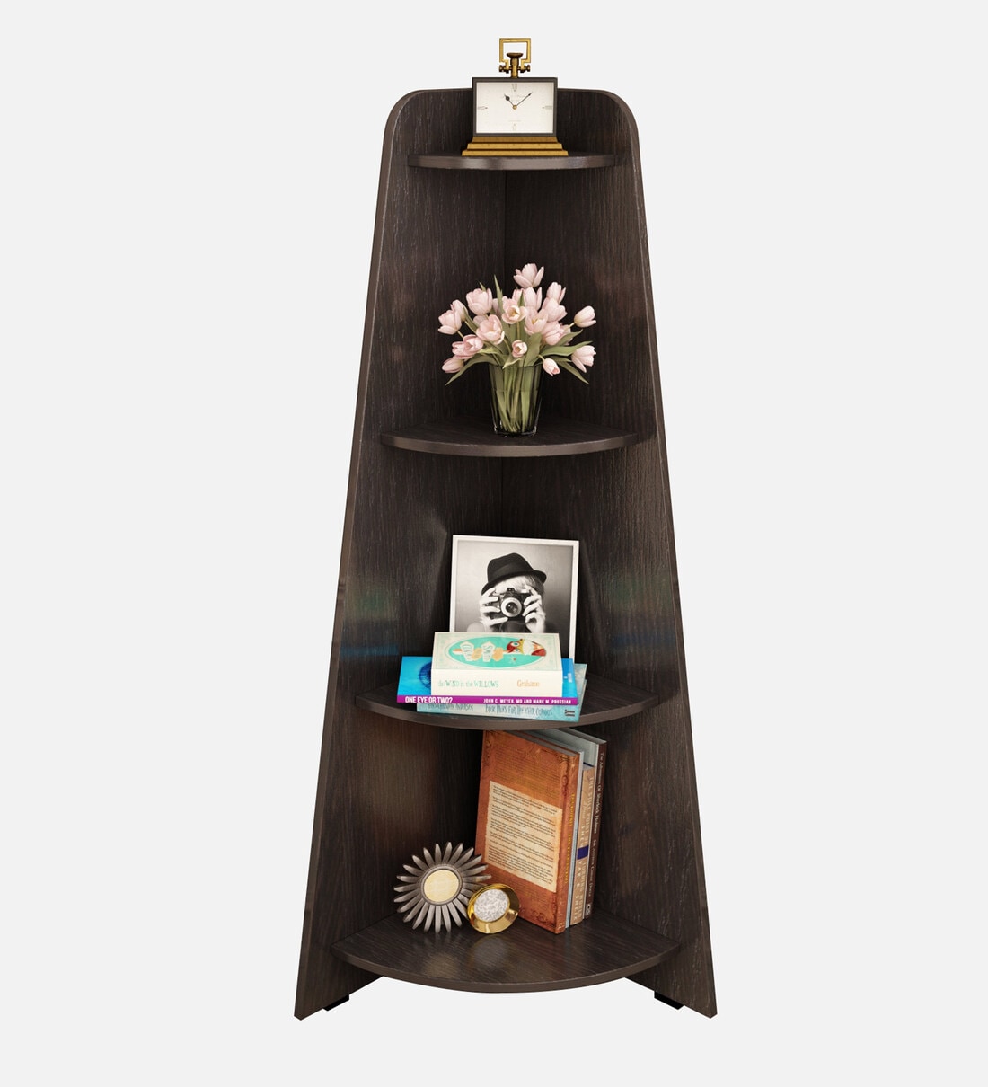 Buy Astrella Book Shelf In Wenge Finish with 3 Tier By Crystal Furnitech Online Modern Book