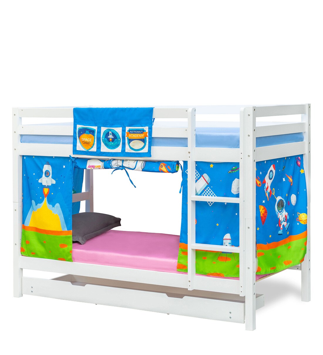 Buy Astronaut Bunk Bed with Pull Out Bed in Blue by Alex Daisy Online