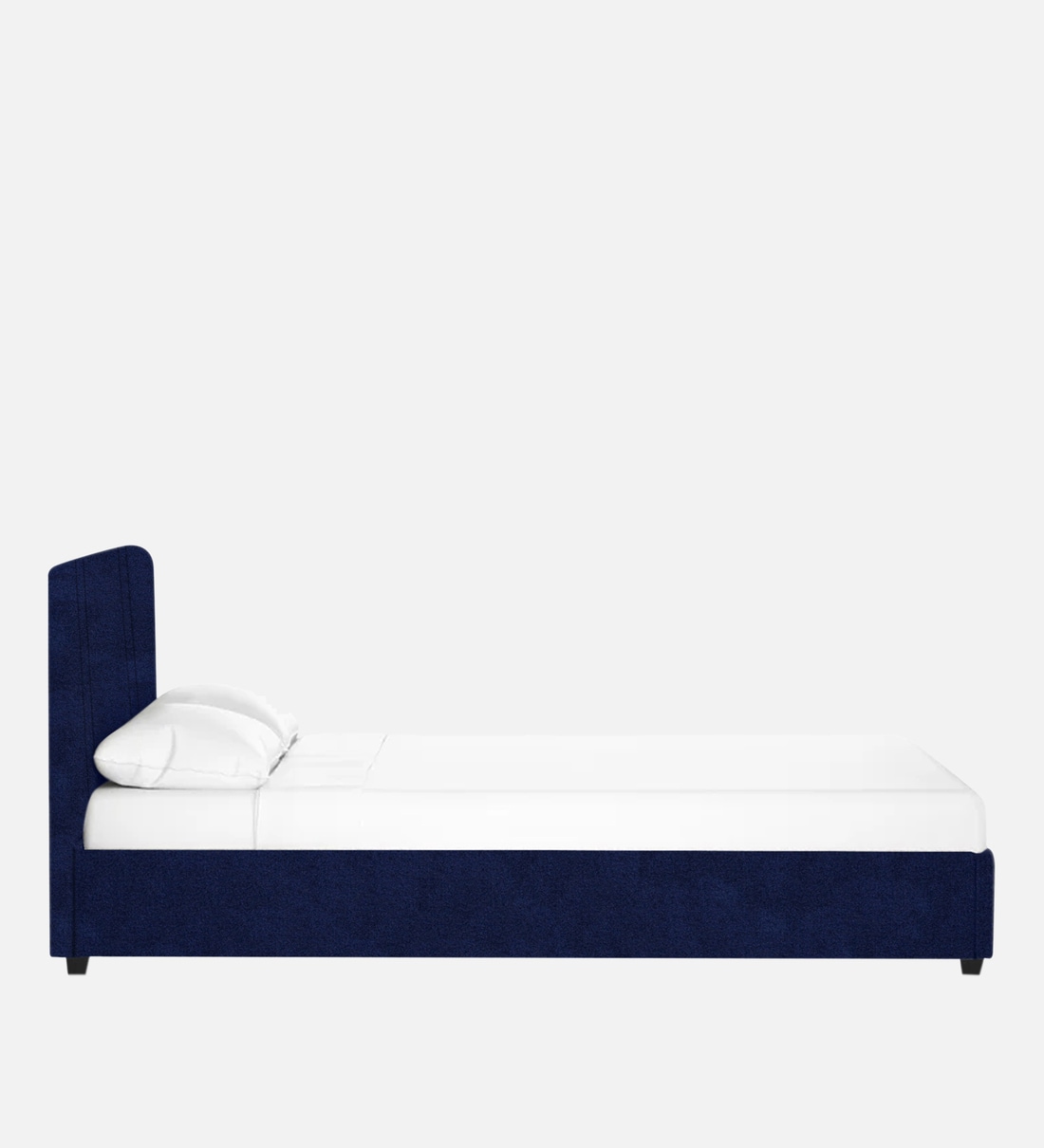 Buy Asyra Velvet Upholstered Queen Size Bed in Navy Blue Colour by