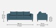 Asher Fabric 3 Seater Sofa In Light Blue Colour