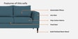 Asher Fabric 3 Seater Sofa In Light Blue Colour