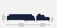 Asher Fabric LHS Sectional Sofa In indigo Colour