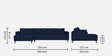 Asher Fabric RHS Sectional Sofa In indigo Colour