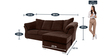 Ashley LHS 2 Seater Sofa with Lounger in Brown Colour