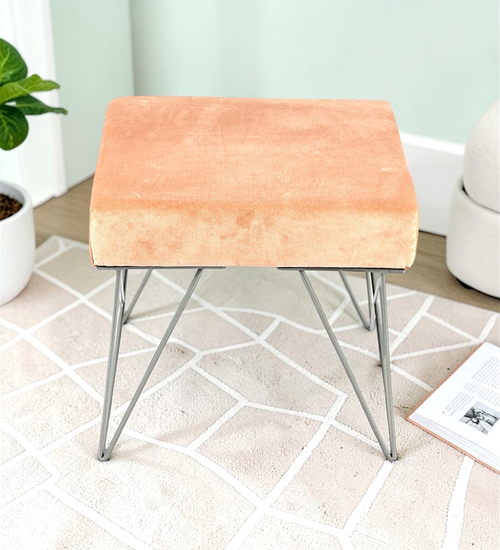 Asansol Stool In Mist Grey Colour Finish
