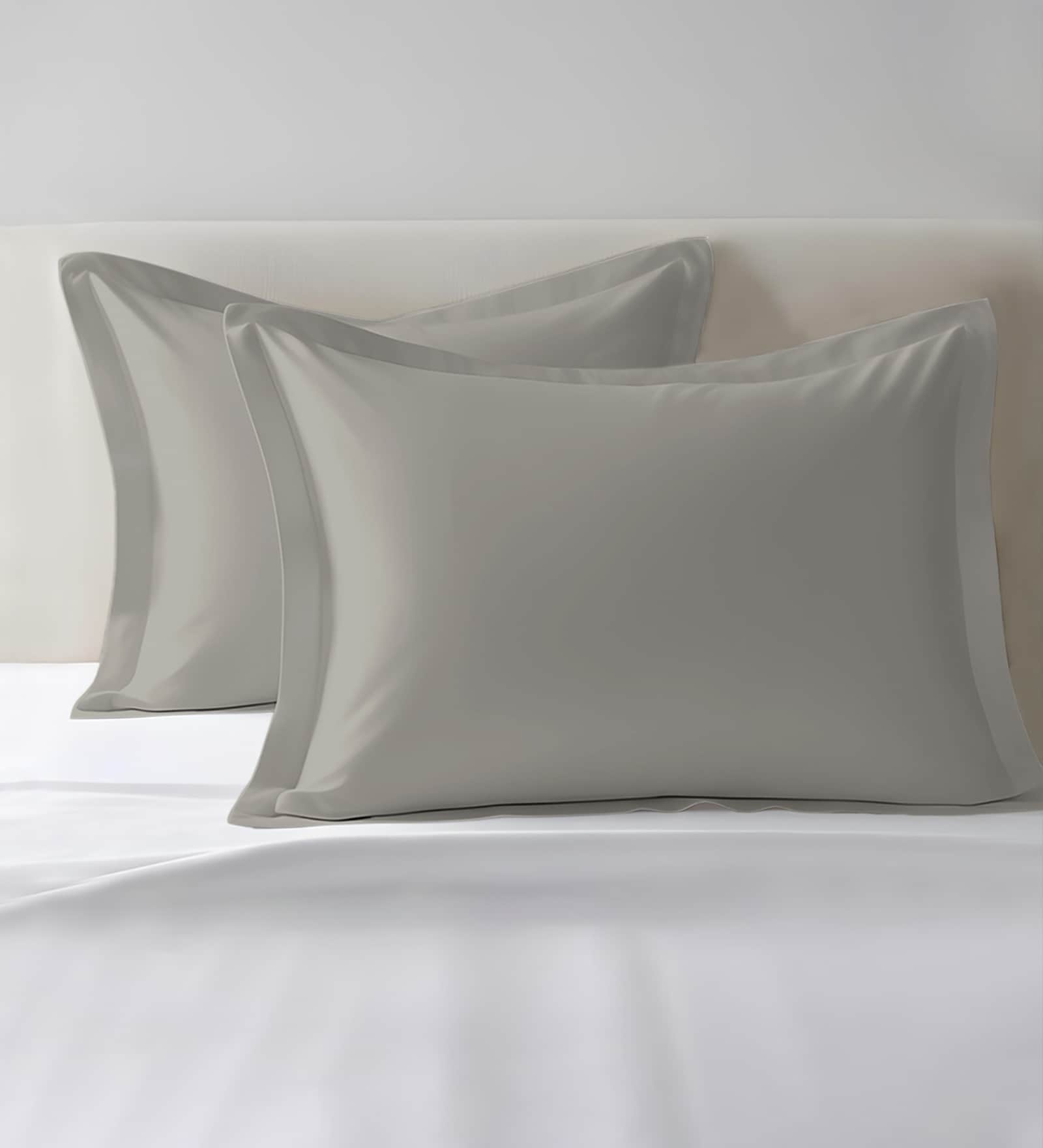 Ash Grey Solid 400 TC Cotton Standard Sized 2 Pillow Covers