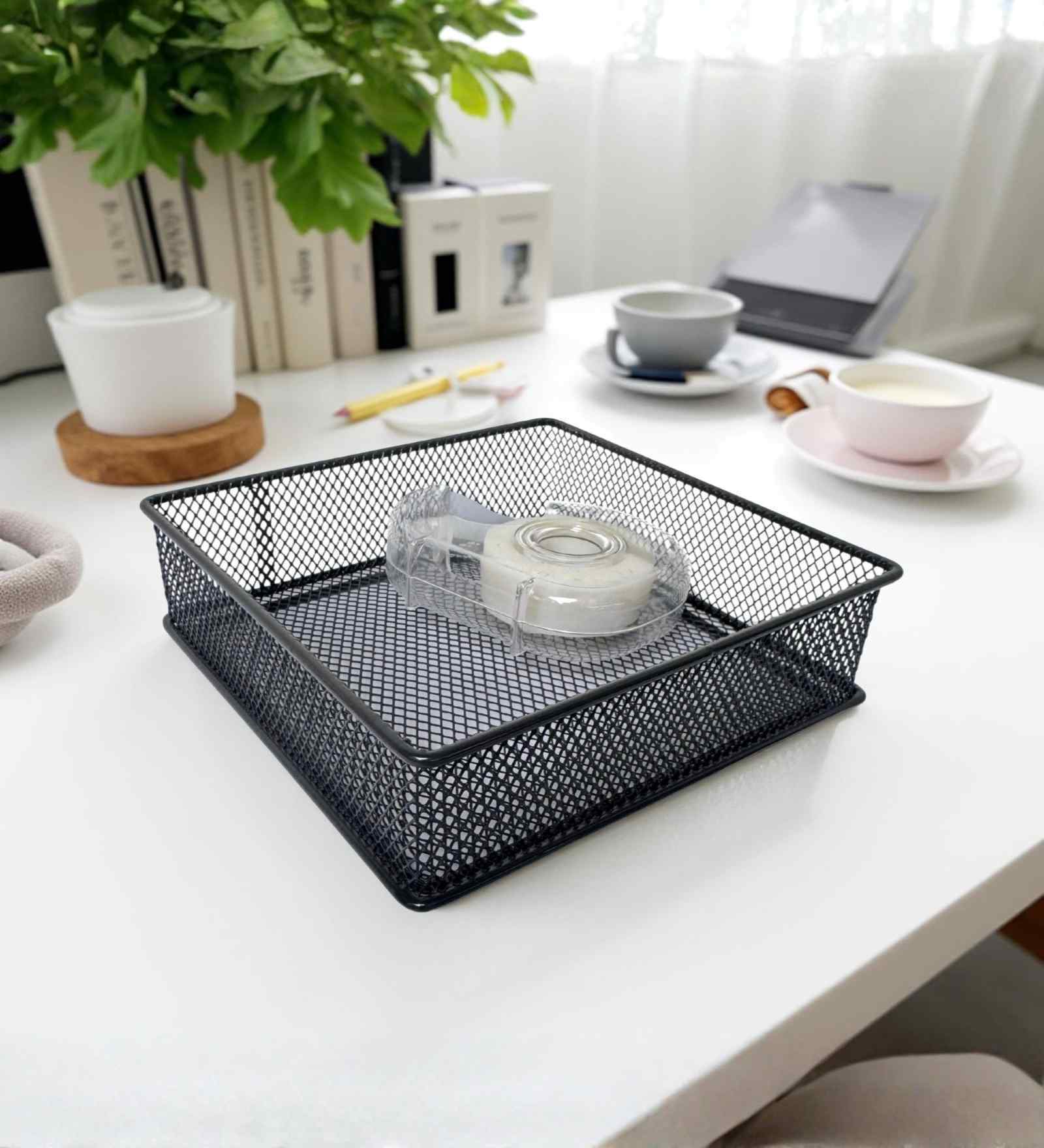 Ash grey Stackable Metal Mesh Storage Basket