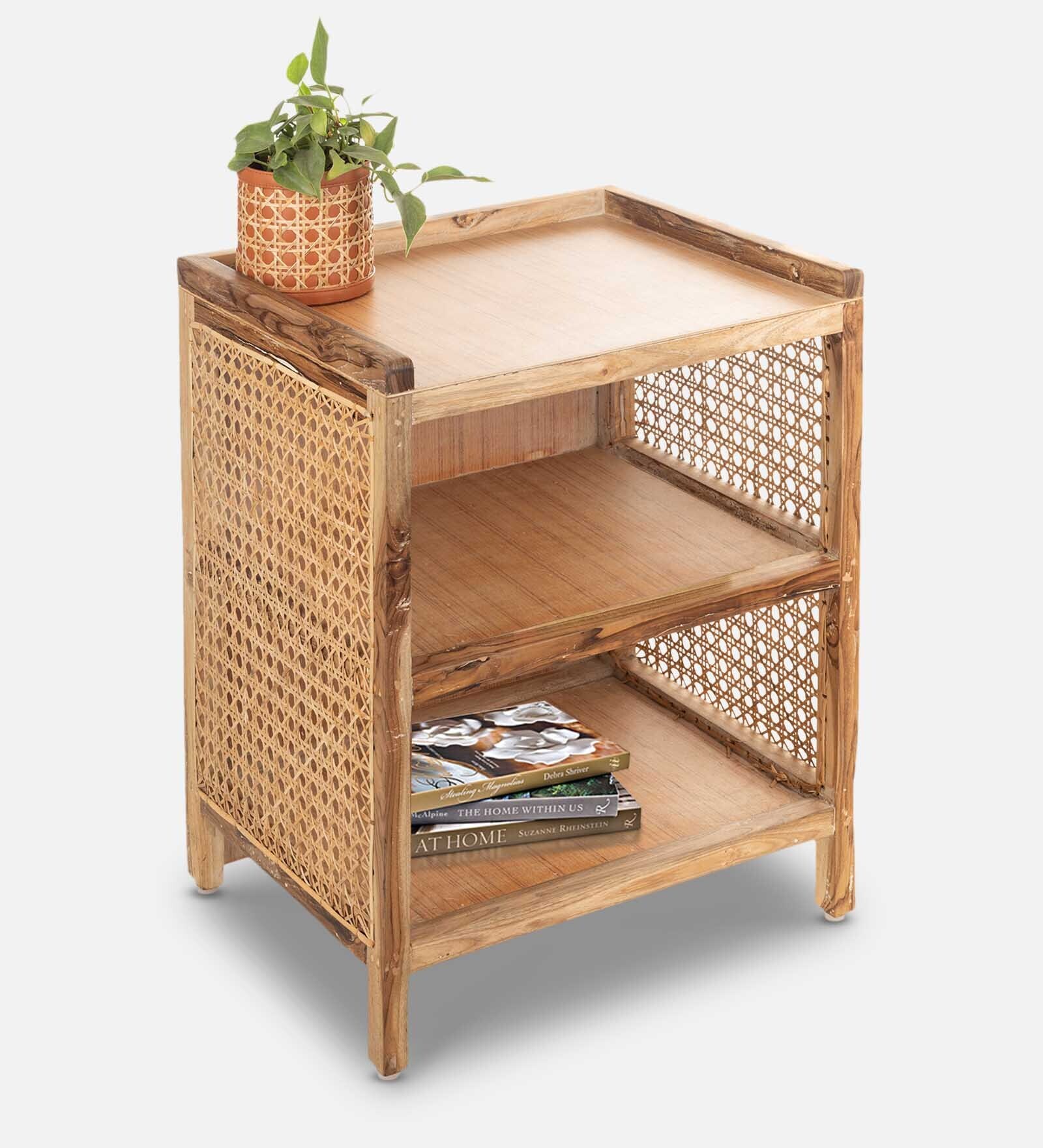 Asher Cane End Table in Light Wooden Finish Asher Cane End Table in Light Wooden Finish