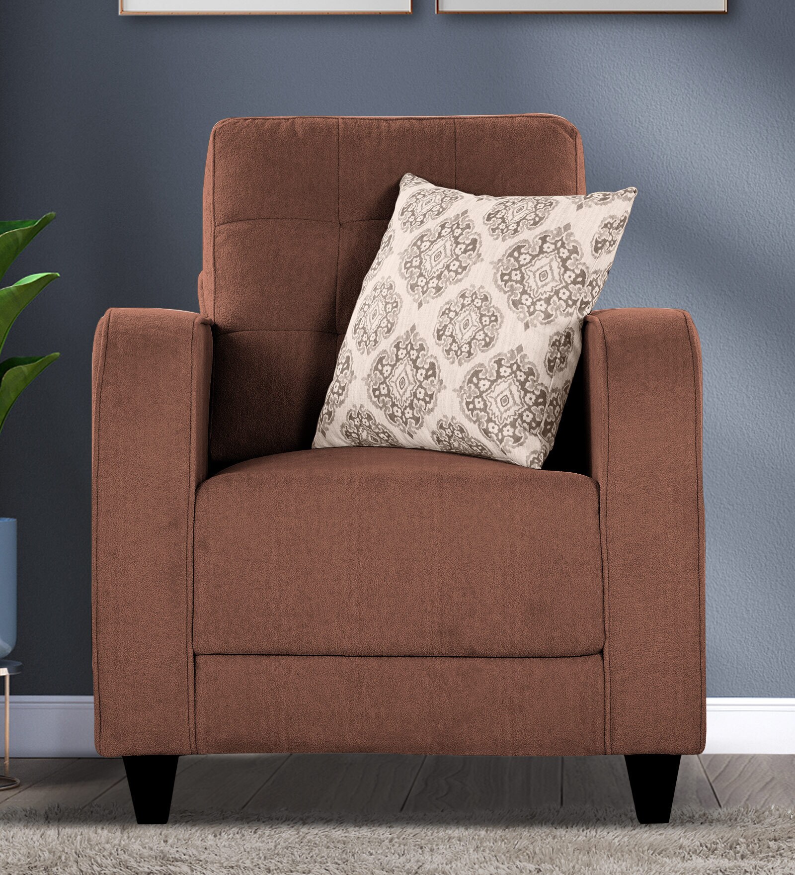 Ashford Fabric 1 Seater Sofa in Brown Colour Ashford Fabric 1 Seater Sofa in Brown Colour