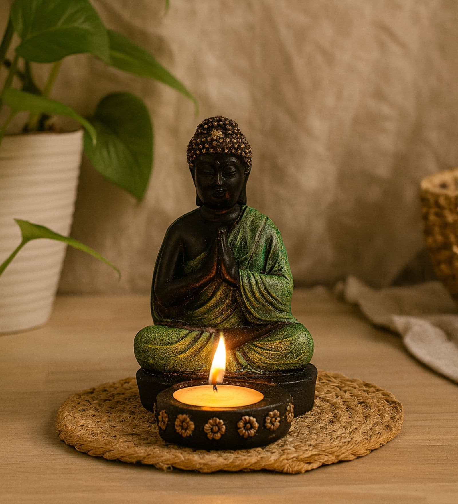 Buddha Figurine with T-Light Holder