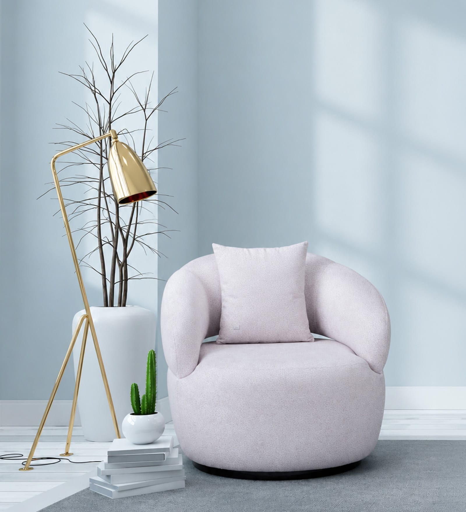 Aspen 1 Seater Sofa In White and Grey Color