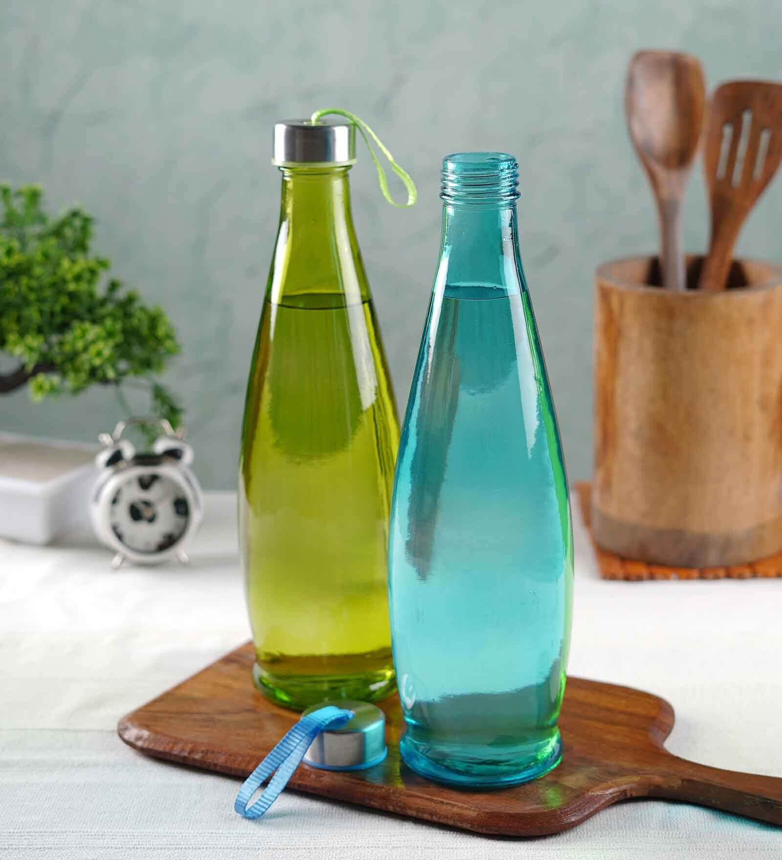 Assorted 1 Ltr Glass (Set of 2) Fridge Water Bottle