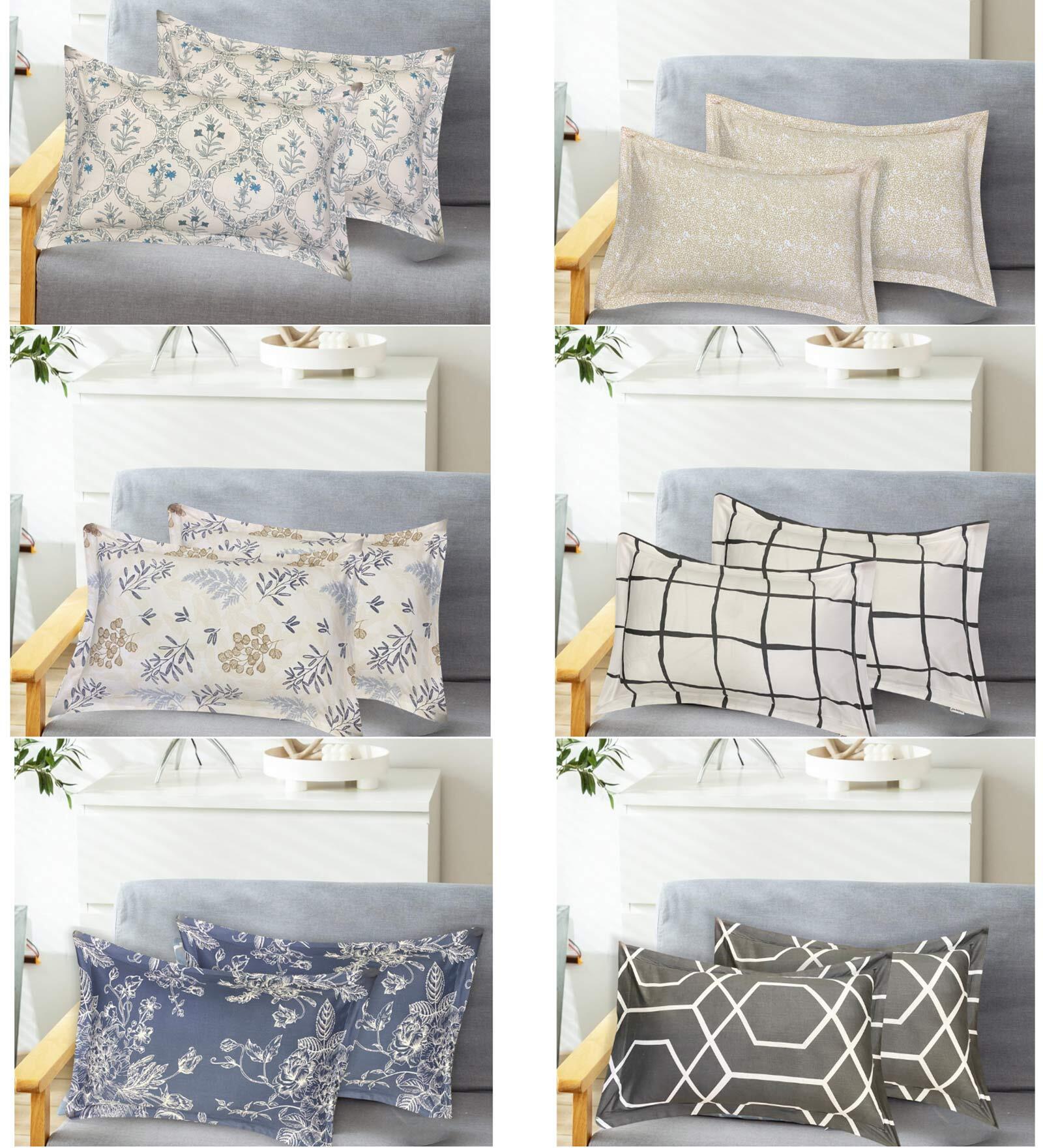 Buy Assorted Patterned 210 TC 100 Cotton Pillow Covers (Pack of 6) Random Designs at 40 OFF by