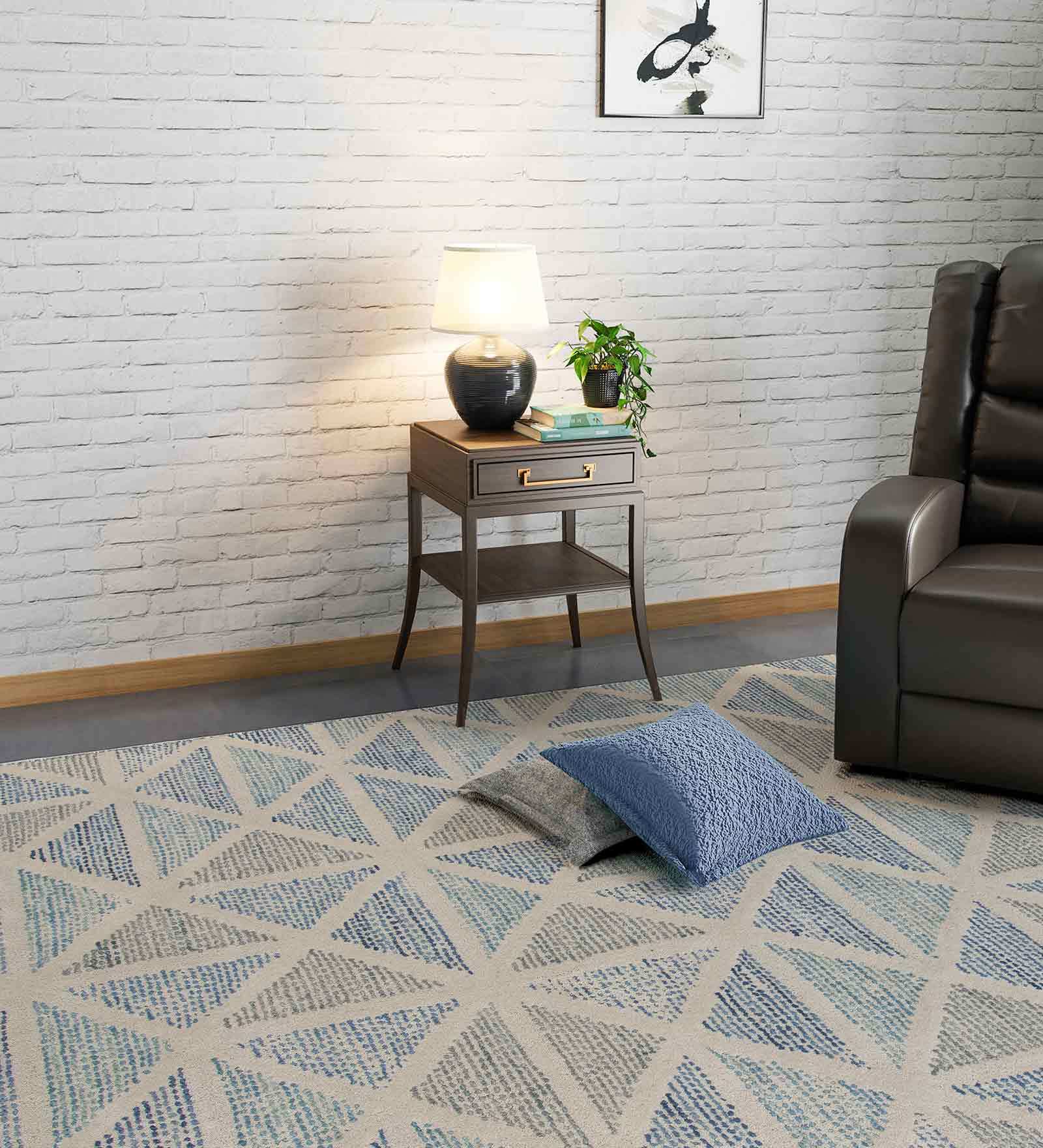 Multicolor Geometric Wool 5 ft x 7 ft Hand Tufted Carpet