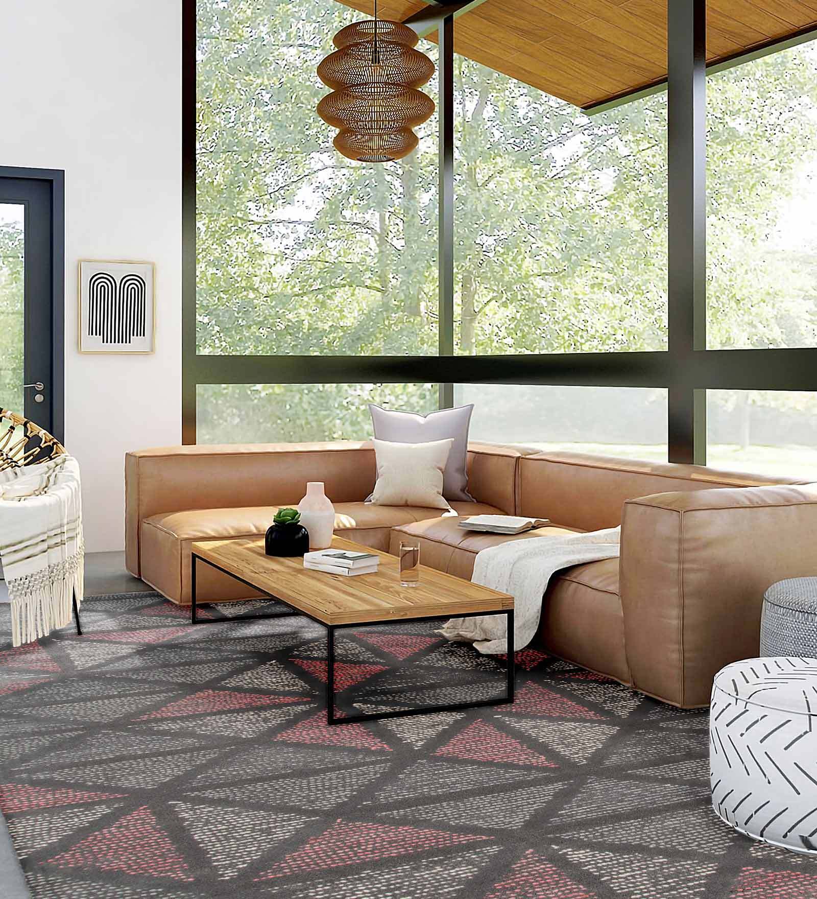 Multicolor Geometric Wool 8 ft x 10 ft Hand Tufted Carpet