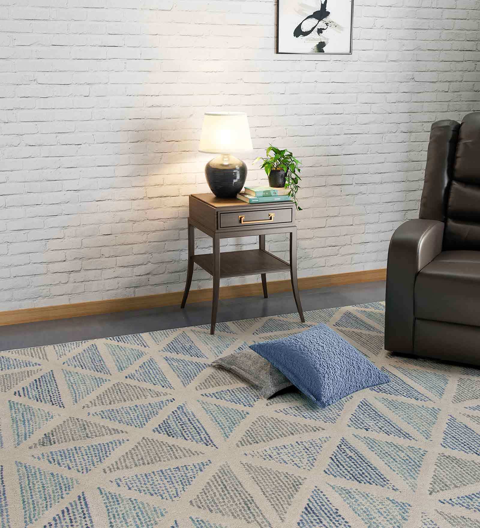 Multicolor Geometric Wool 8 ft x 10 ft Hand Tufted Carpet