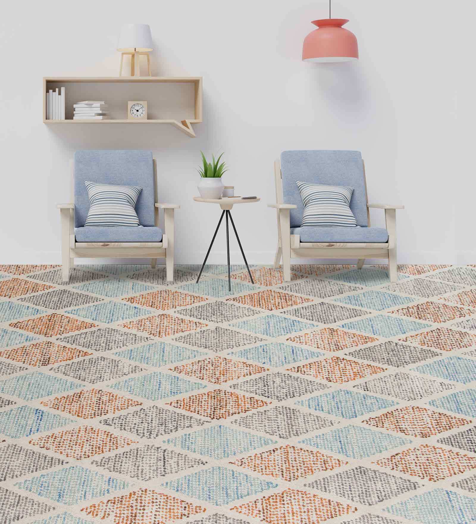 Multicolor Geometric Wool 8 ft x 10 ft Hand Tufted Carpet