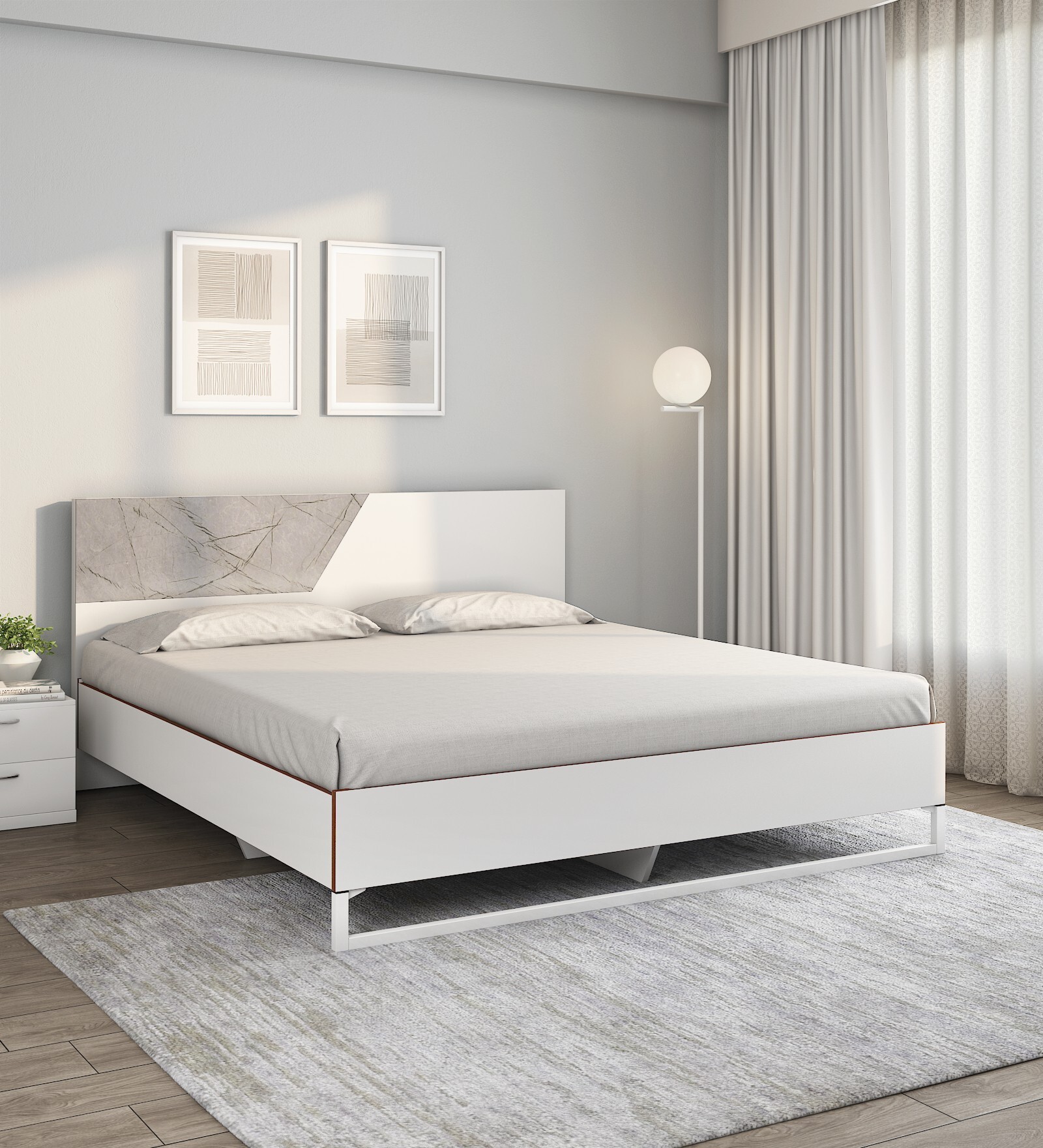 Asta Meta King Size Bed in White Finish