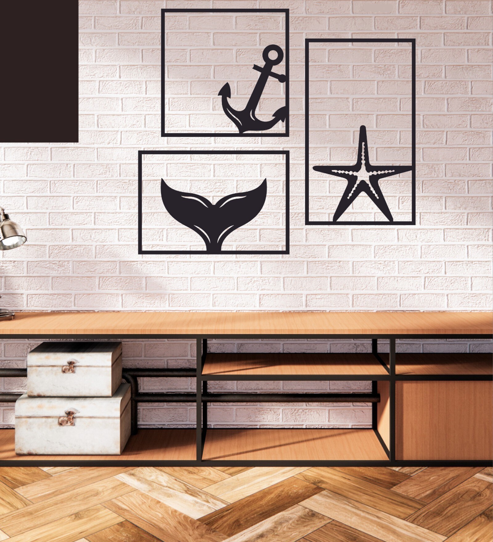 Aster Metal Wall Art in Black Colour