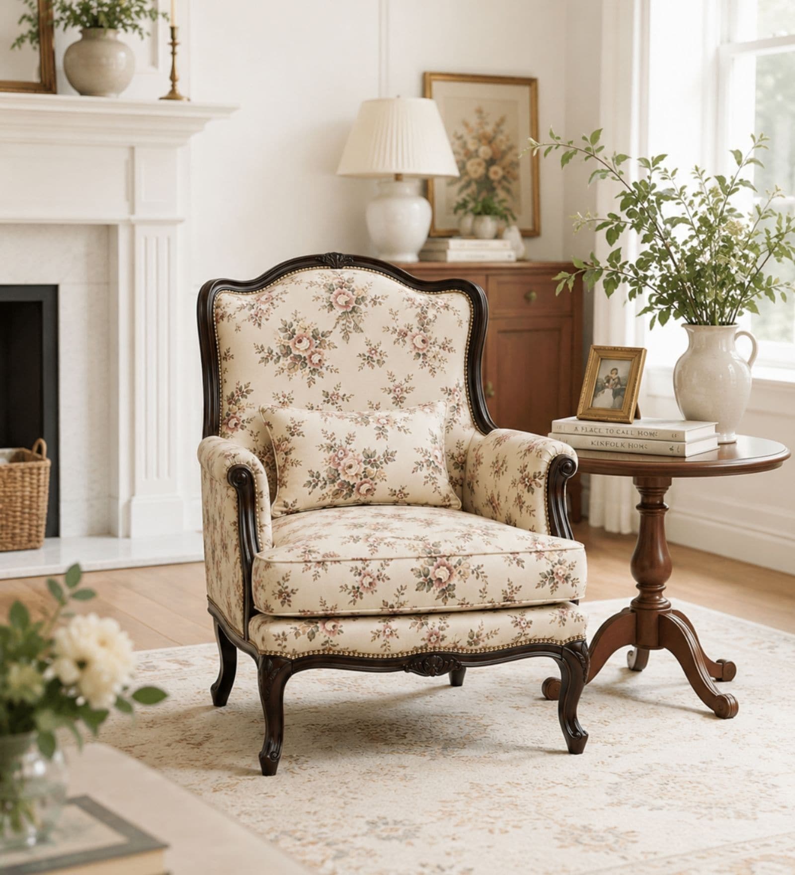 Astera Teak Wood Arm Chair With Suede Fabric In Multicolor