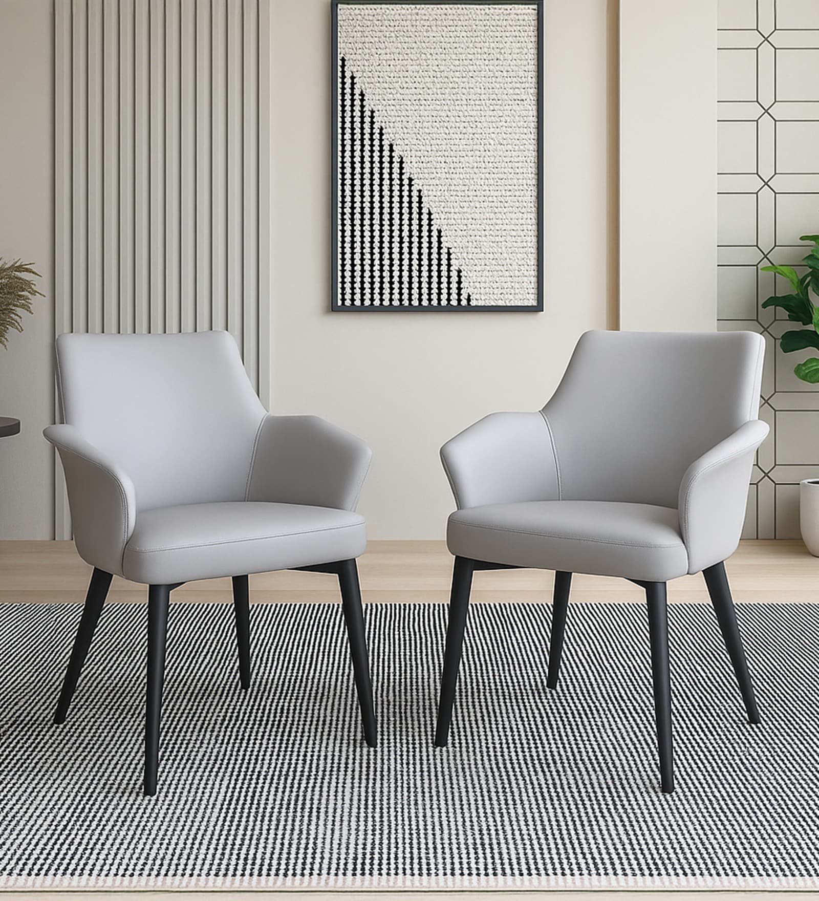 Asteria Modern Leatherette Dining Chairs (Set of 2) In Grey Colour