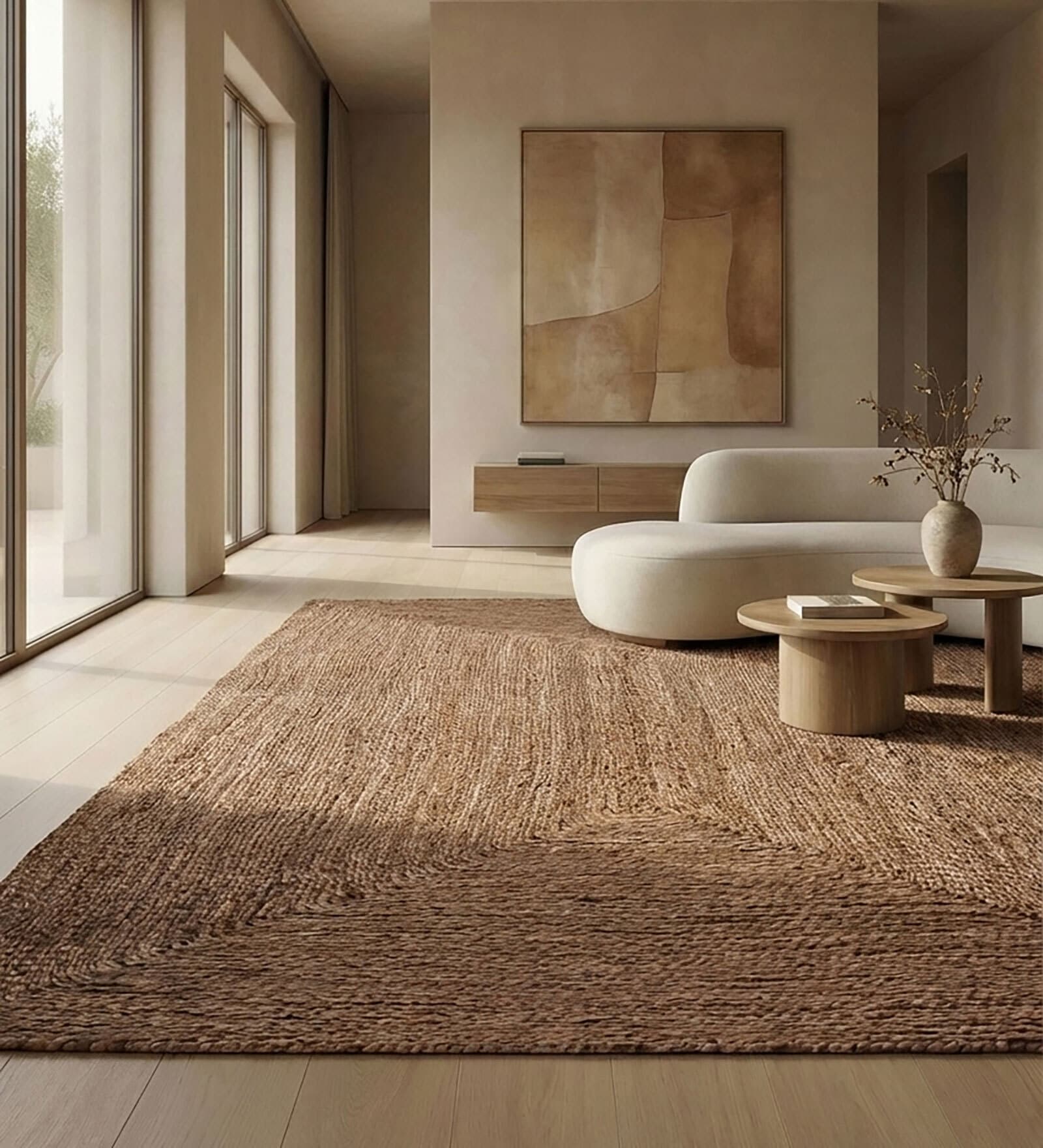 Soft Braided Rug 3X5 ft| Natural Brown Carpet Dhurrie