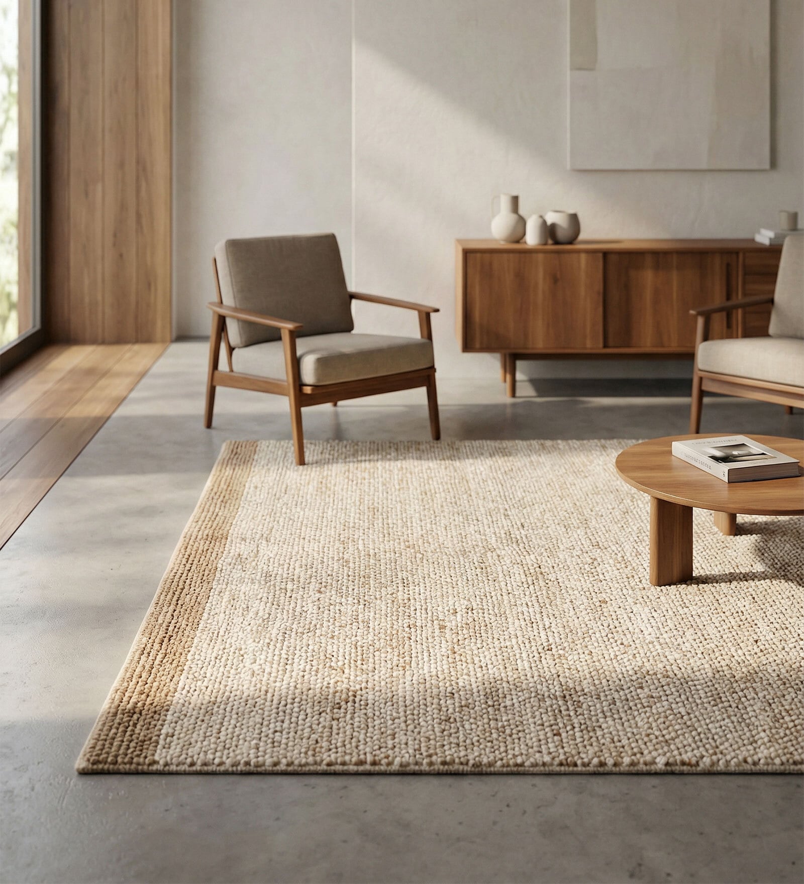 Soft Braided Rug 5X8 ft| Tan & White Carpet Dhurrie