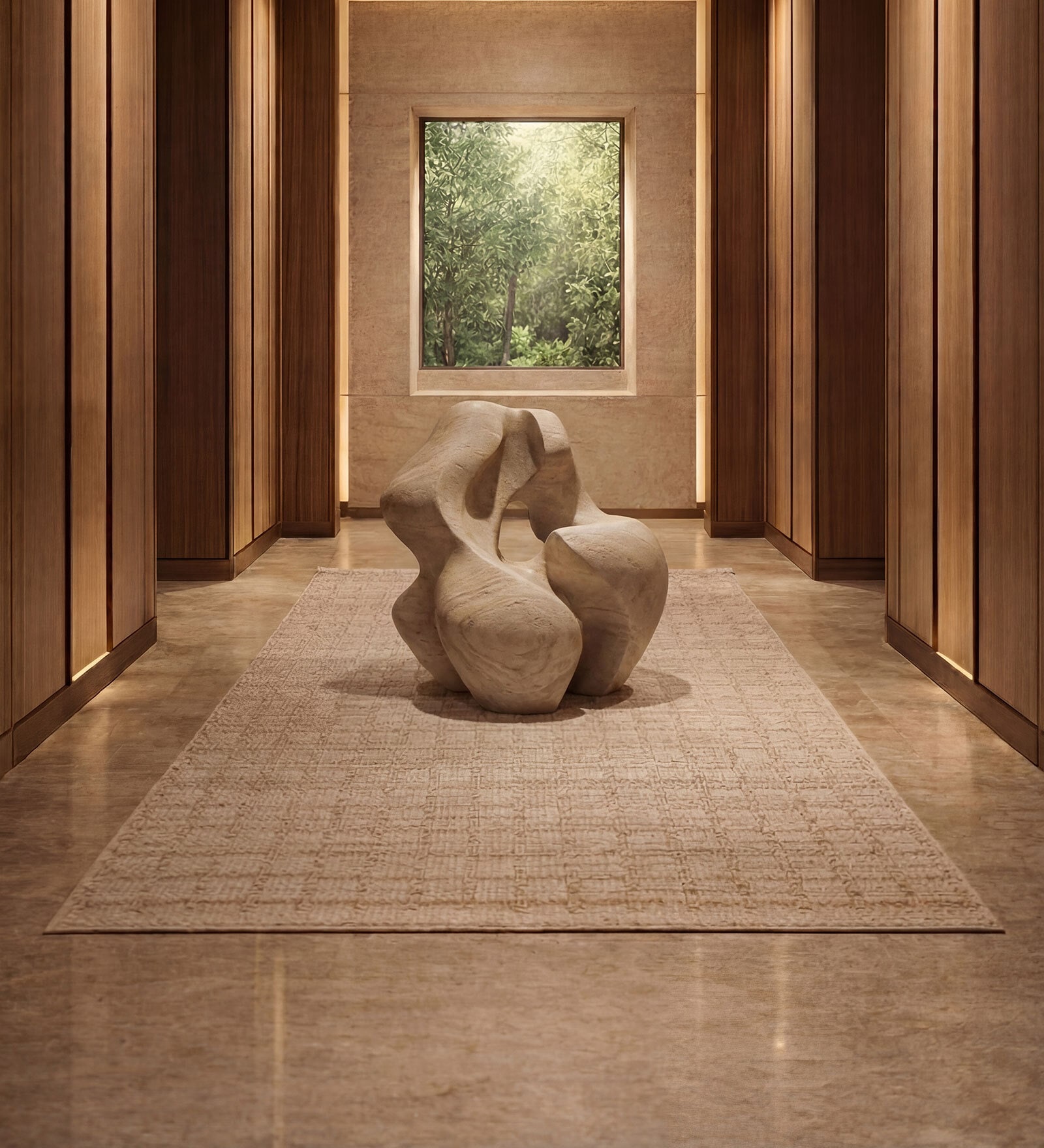 Soft Geometric Braided Rug 5X8'6 ft| Tan & White Carpet Dhurrie