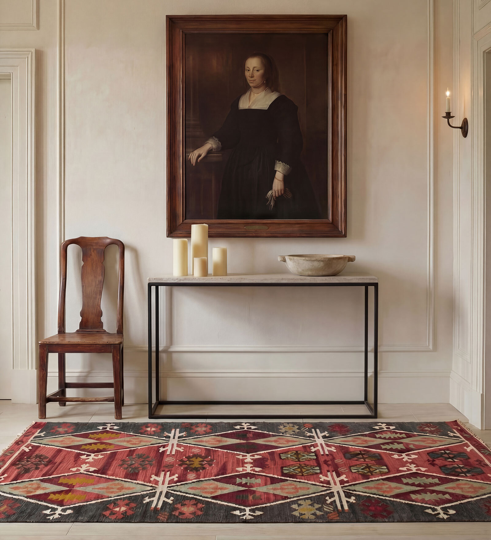 Soft Tribal Rug 5X7'6 ft| Ribbon Red & Treetop Carpet Dhurrie