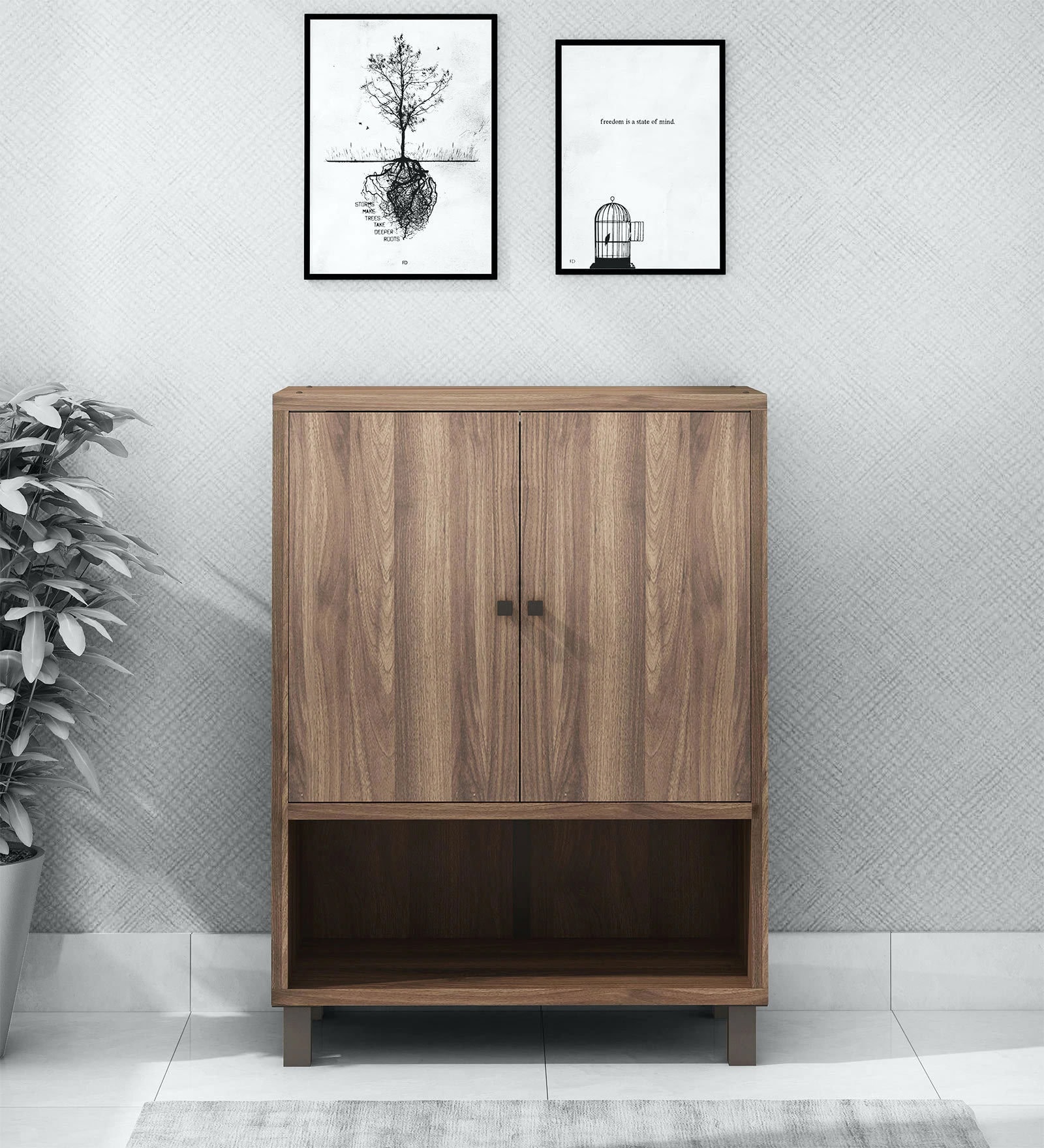 Astero Shoe Cabinet in Walnut Finish
