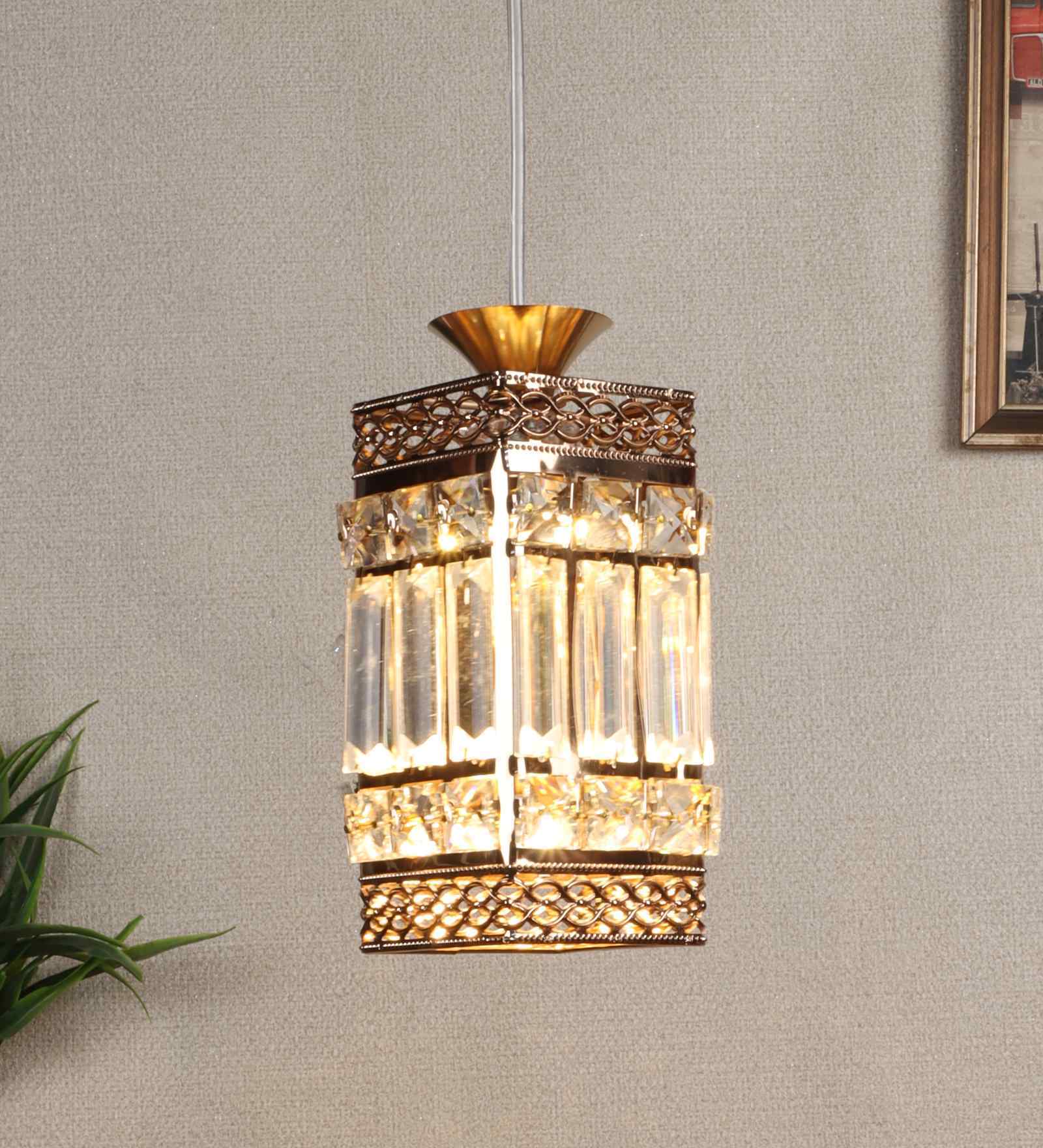 Astraea Gold Iron Hanging Light | Inbuilt LED | without Bulb | Eliante