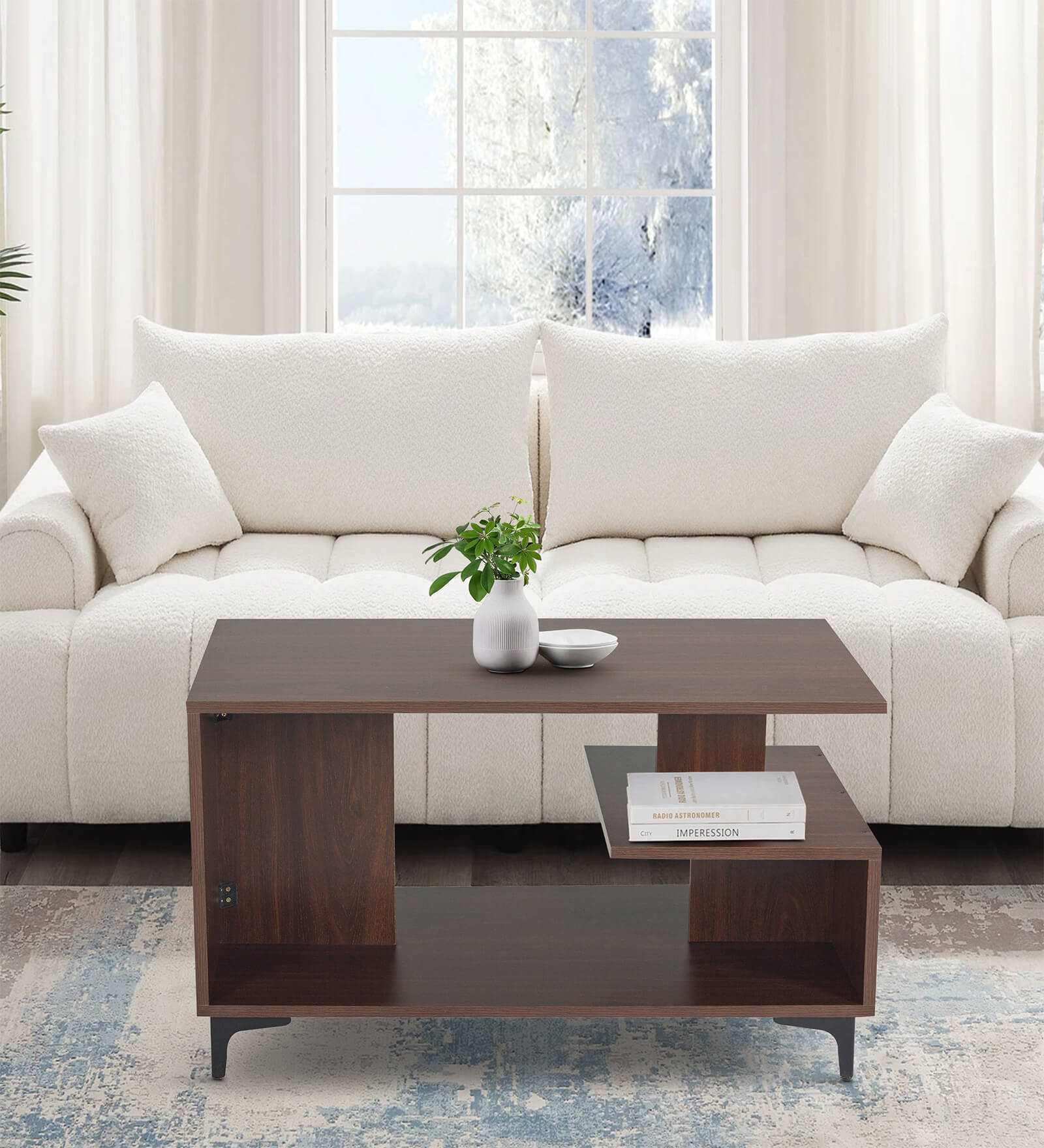 Astral Coffee Table In Brown & White Finish